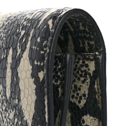 Saint Laurent Calfskin Snakeskin Embossed Classic Monogram Cassandre Clutch Beige Black 13 of 13