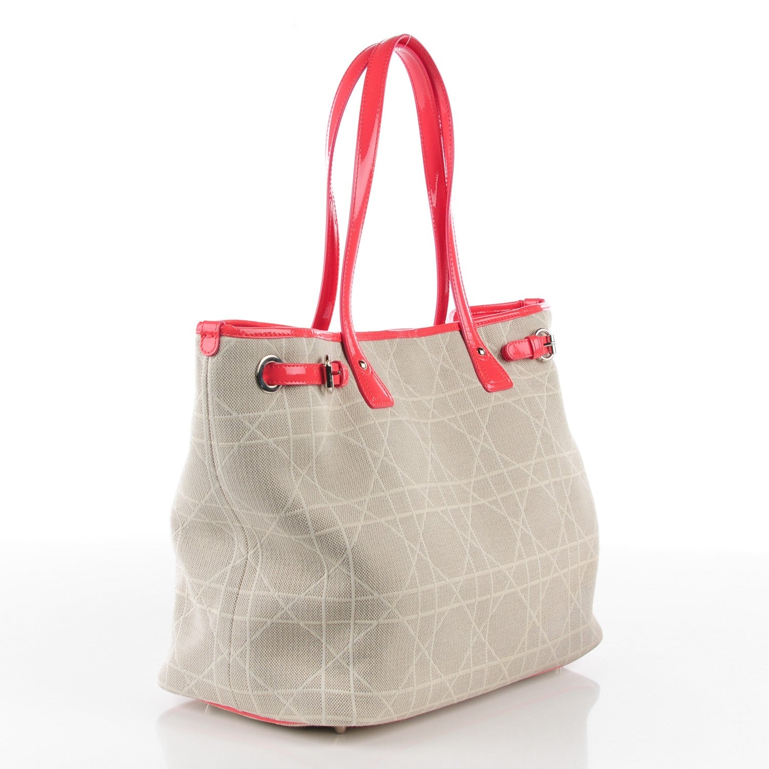 Christian Dior Canvas Cannage Medium Panarea Tote Beige Pink 3 of 8