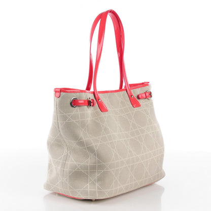 Christian Dior Canvas Cannage Medium Panarea Tote Beige Pink 3 of 8