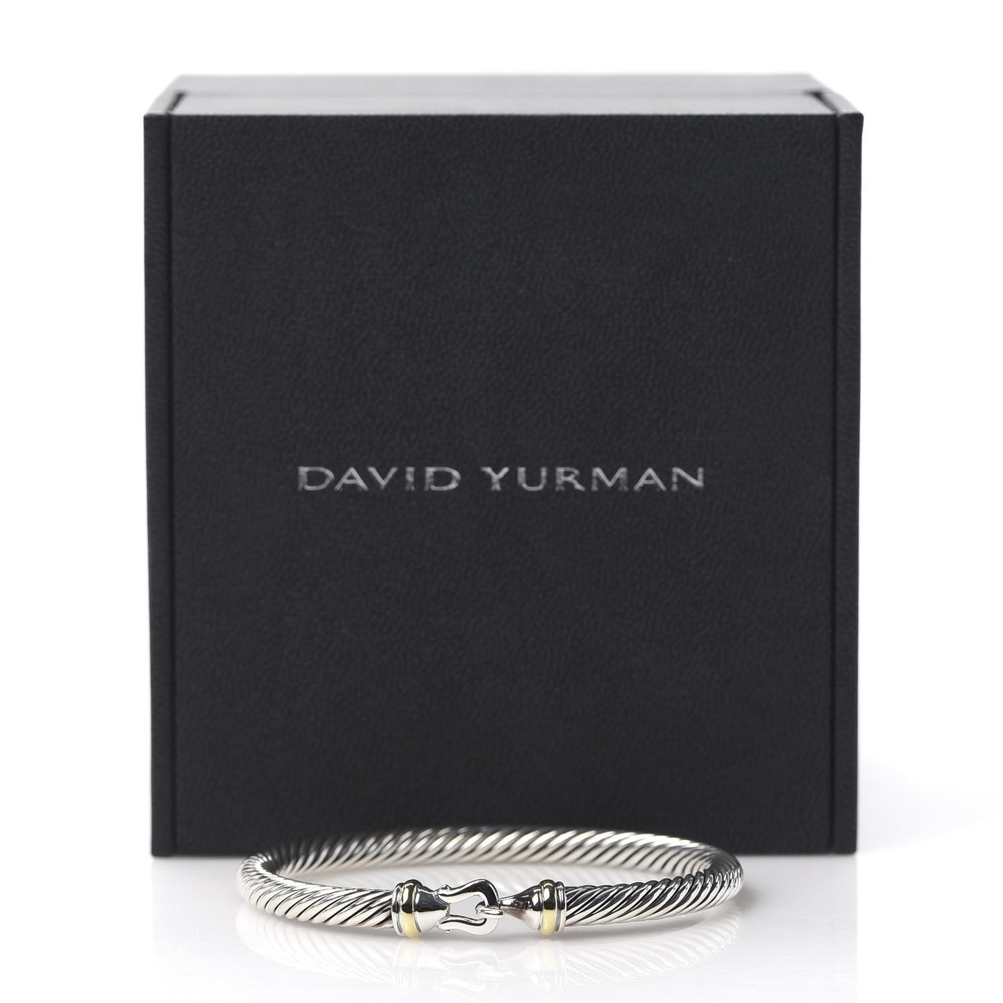Sterling Silver 18K Yellow Gold 5mm Cable Classic Buckle Bracelet