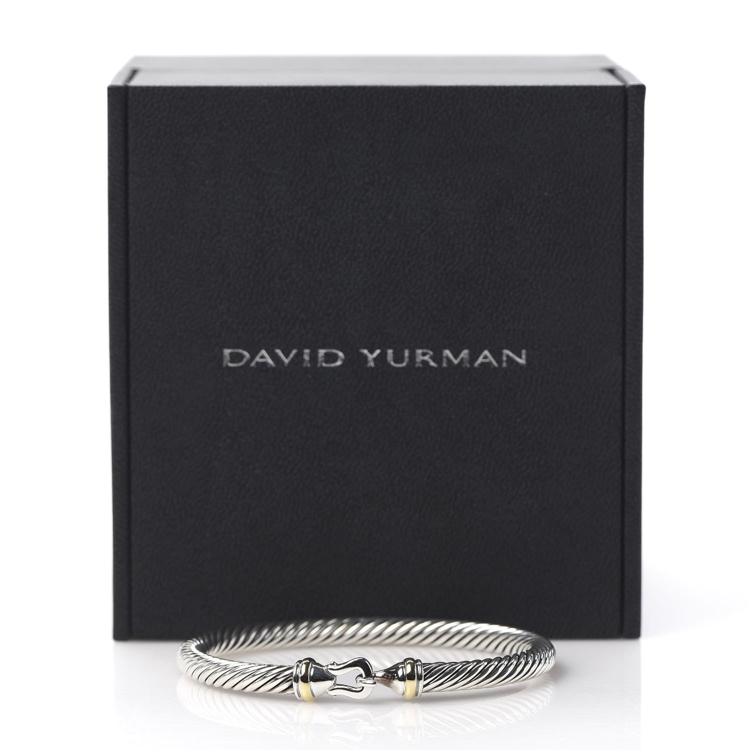 David Yurman Sterling Silver 18K Yellow Gold 5mm Cable Classic Buckle Bracelet 5 of 5