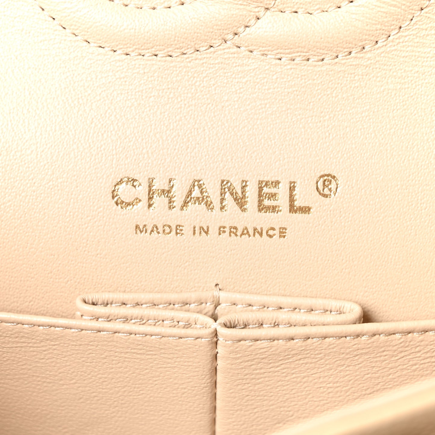 Caviar Quilted Medium Double Flap Beige