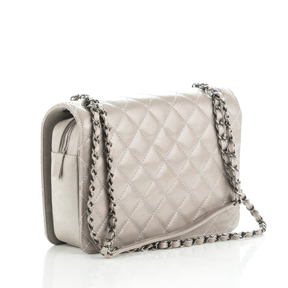 Chanel Glazed Calfskin Quilted Medium Day Trip Flap Grey 3 of 8