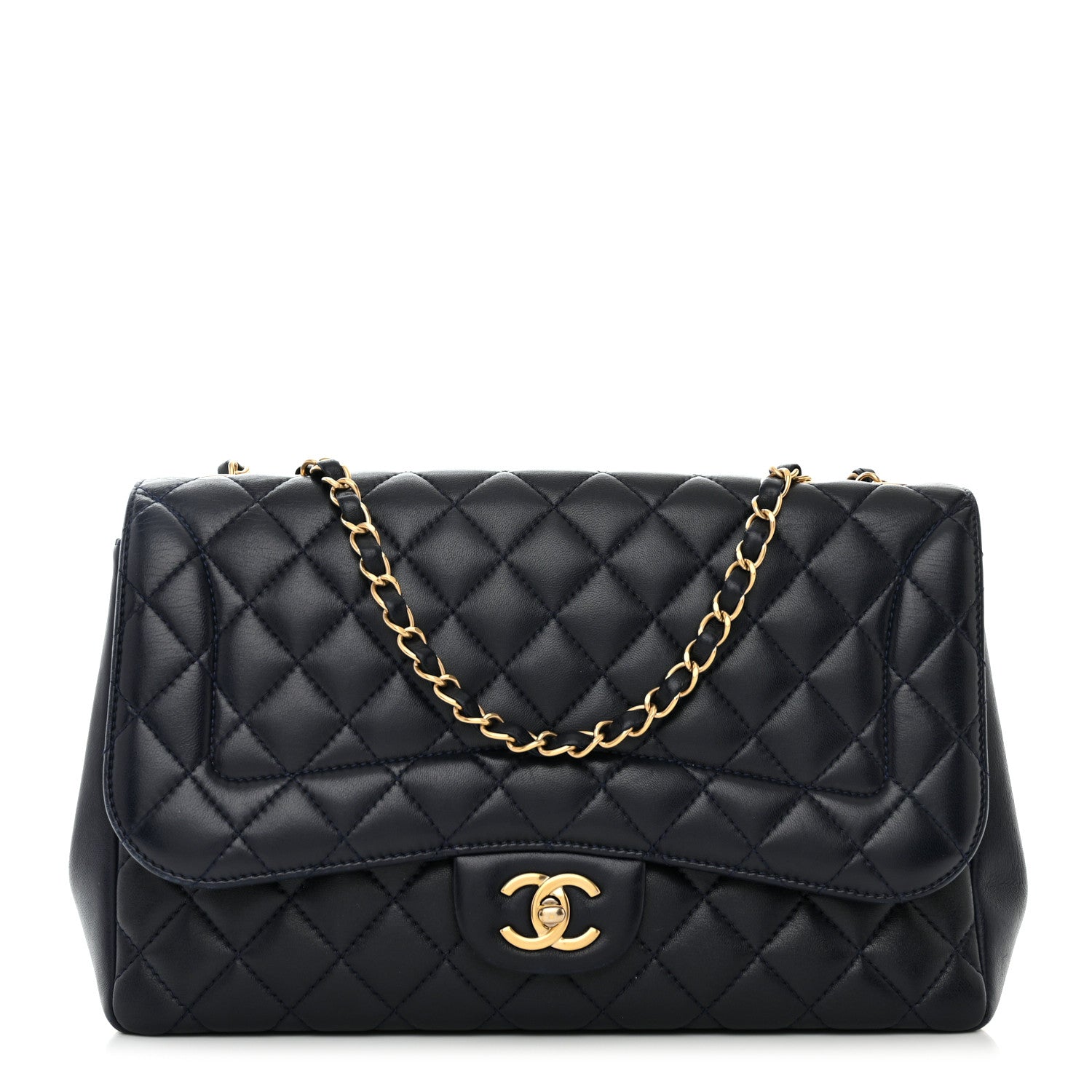 Chanel Lambskin Quilted Jumbo Single Flap Navy 1 of 12