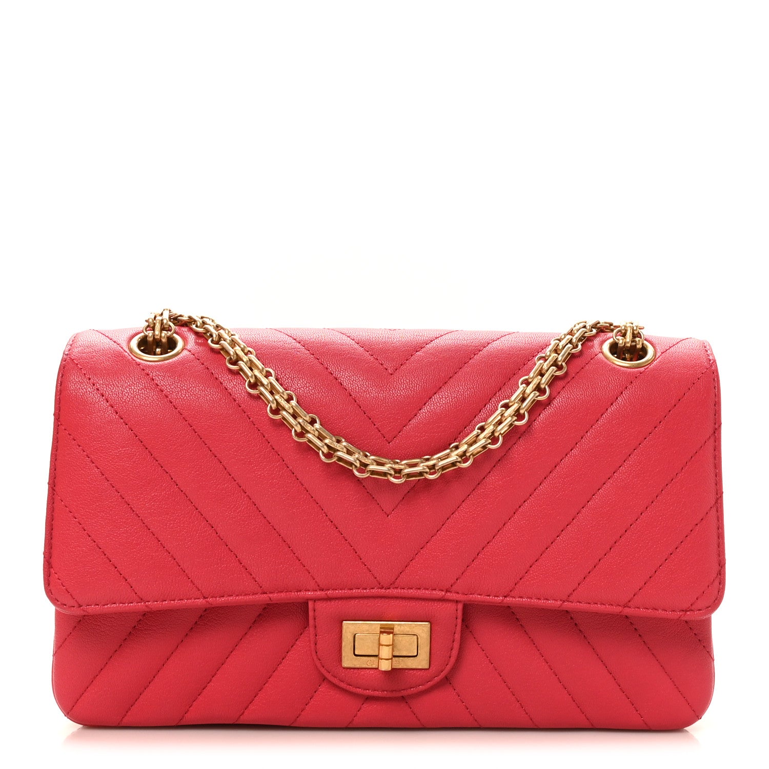 Chanel Sheepskin Chevron Quilted 2.55 Reissue 225 Flap Dark Pink 1 of 11