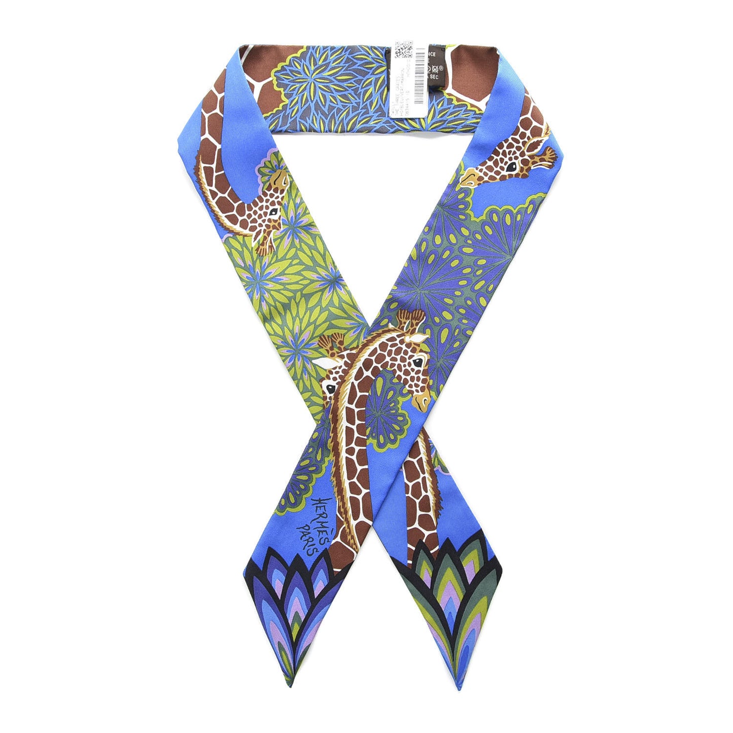 Silk The Three Graces Twilly Bleu Vert Marron