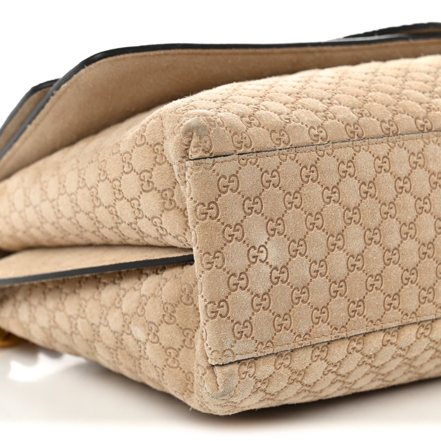 Micro GG Suede Large Chain Shoulder Bag Beige