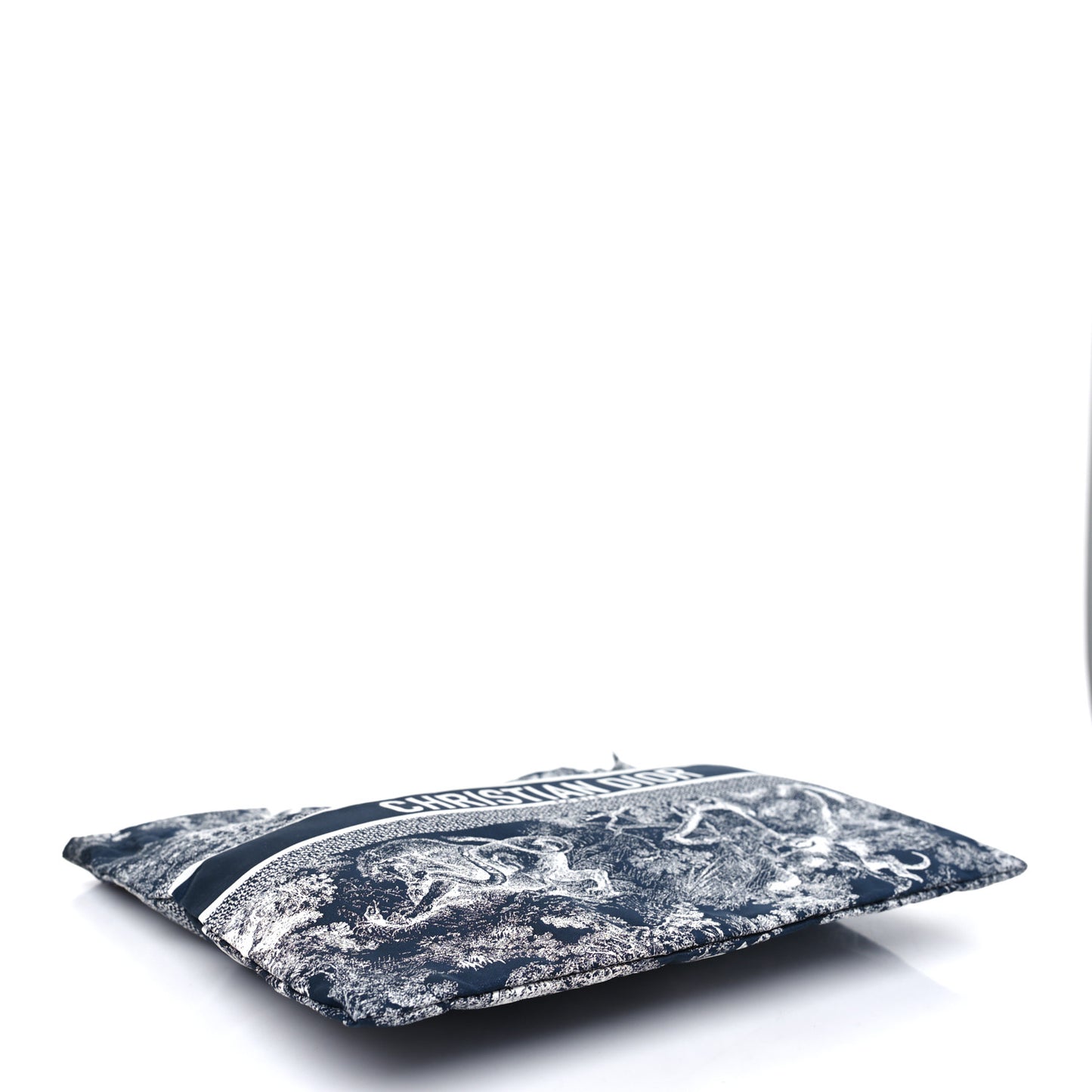 Technical Fabric Toile De Jouy Reverse Diortravel Zipped Pouch Blue Multicolor