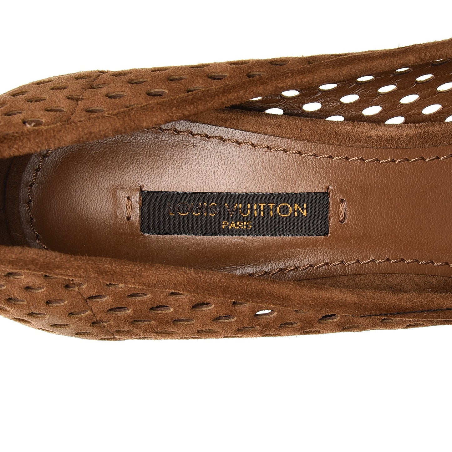 Suede Perforated Eyeline Pumps 37 Brown