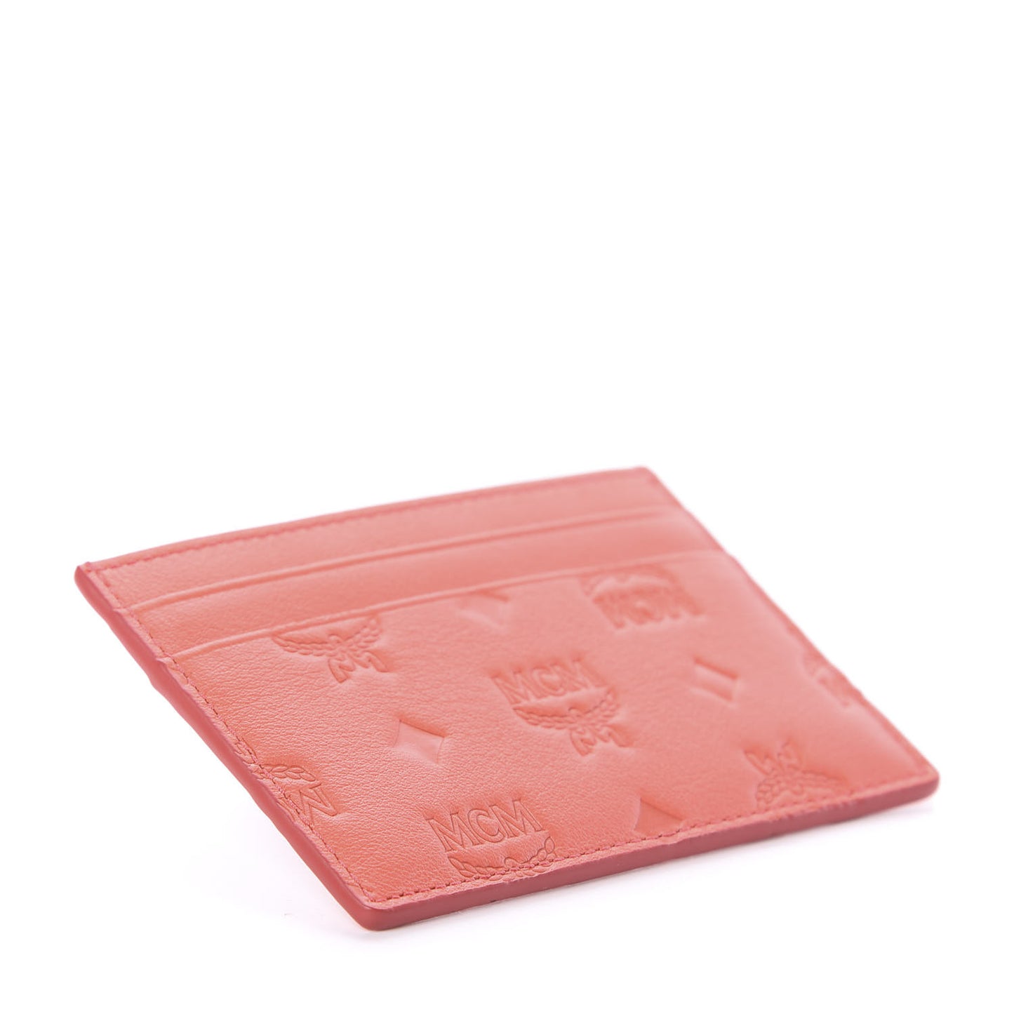 Calfskin Calfskin Ottomar Monogram Card Case Hot Coral