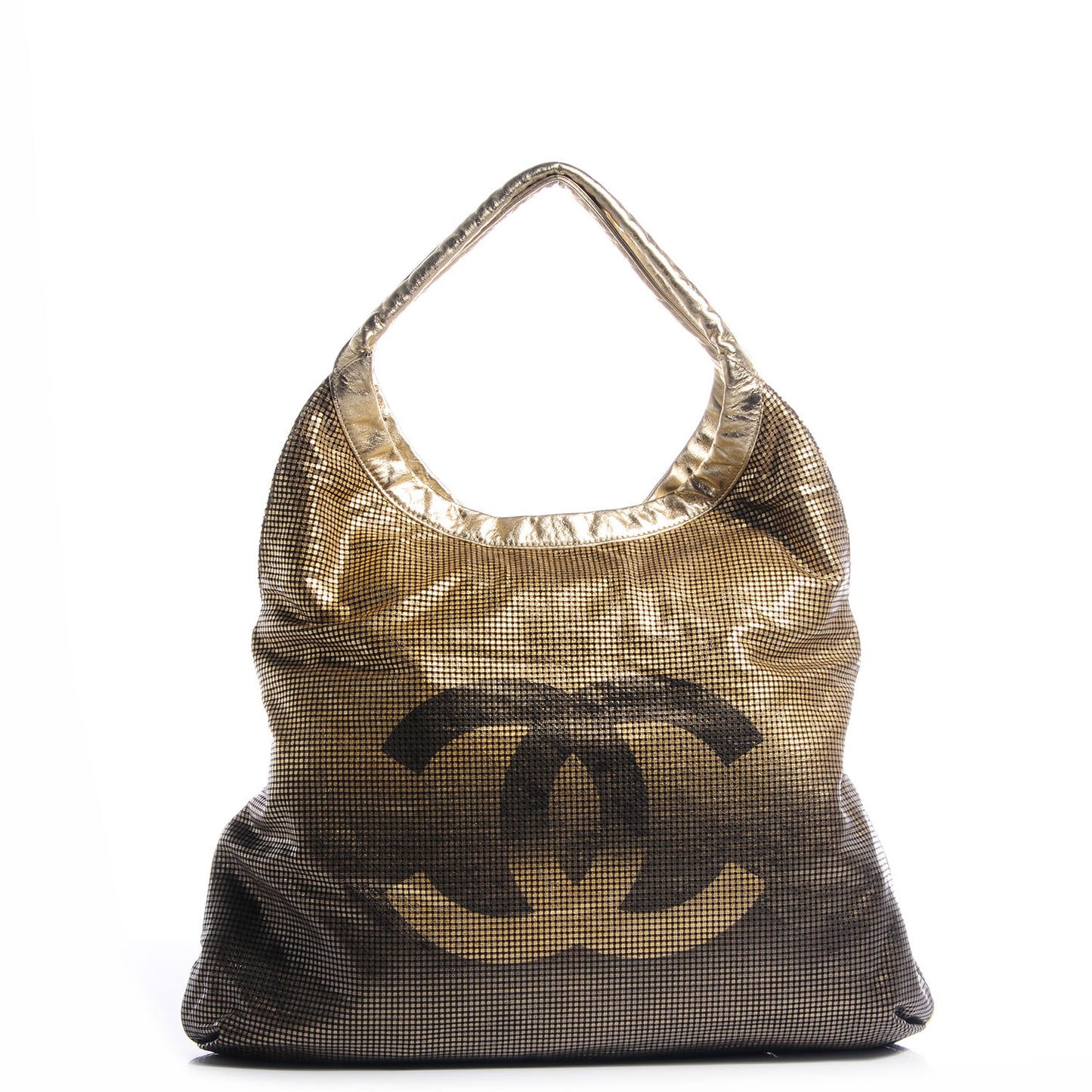 Metallic Perforated Lambskin Hollywood Hobo Gold