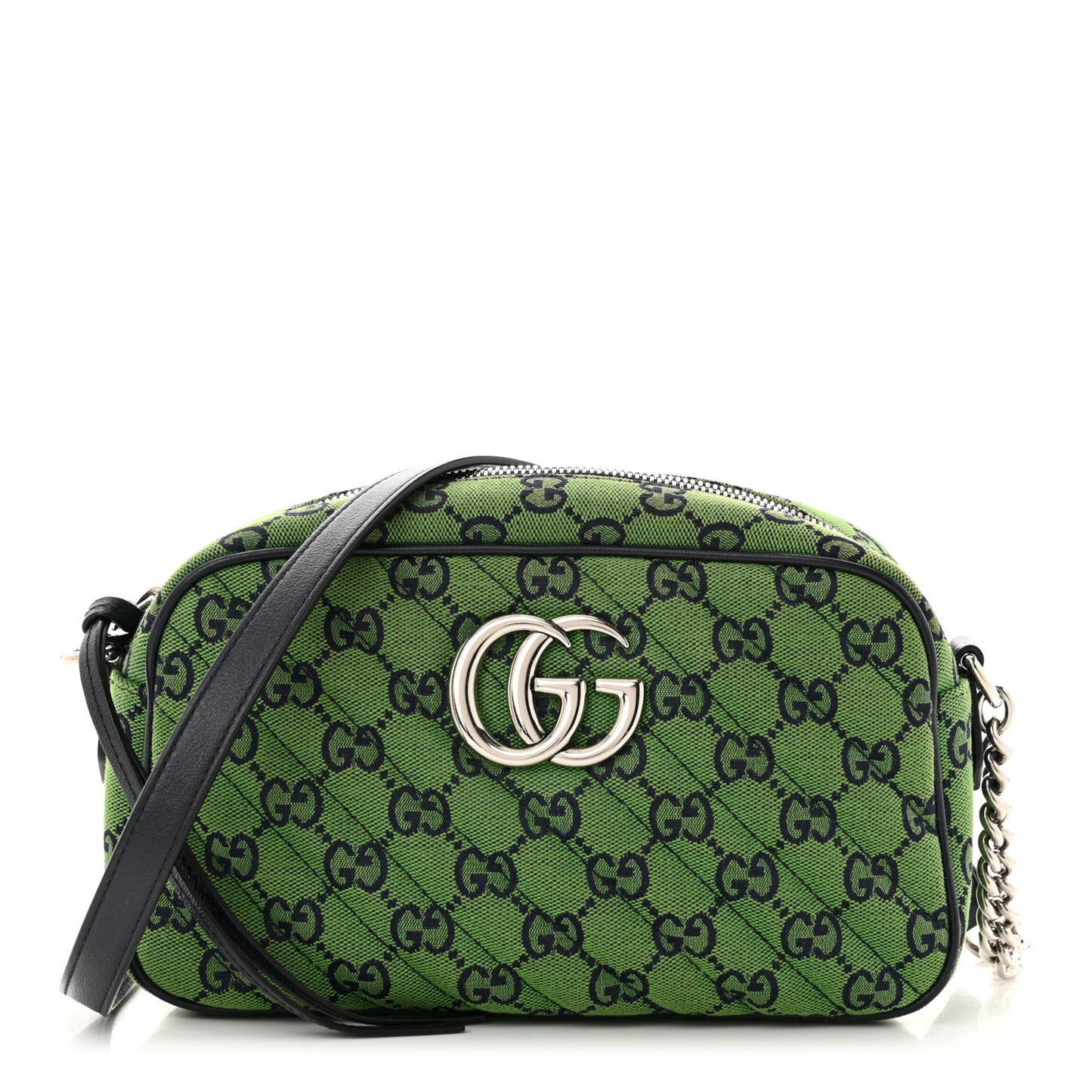Monogram Multicolor Matelasse Diagonal Small GG Marmont Chain Shoulder Bag Green Blue