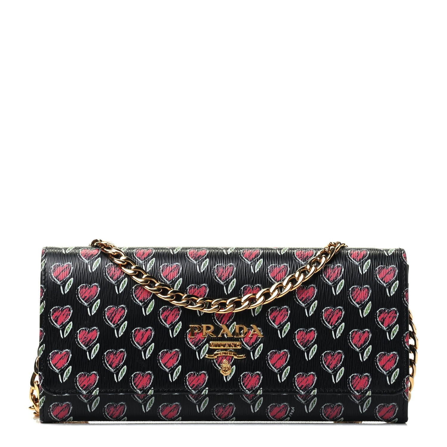 Prada Vitello Move Love Chain Wallet Black 1 of 4