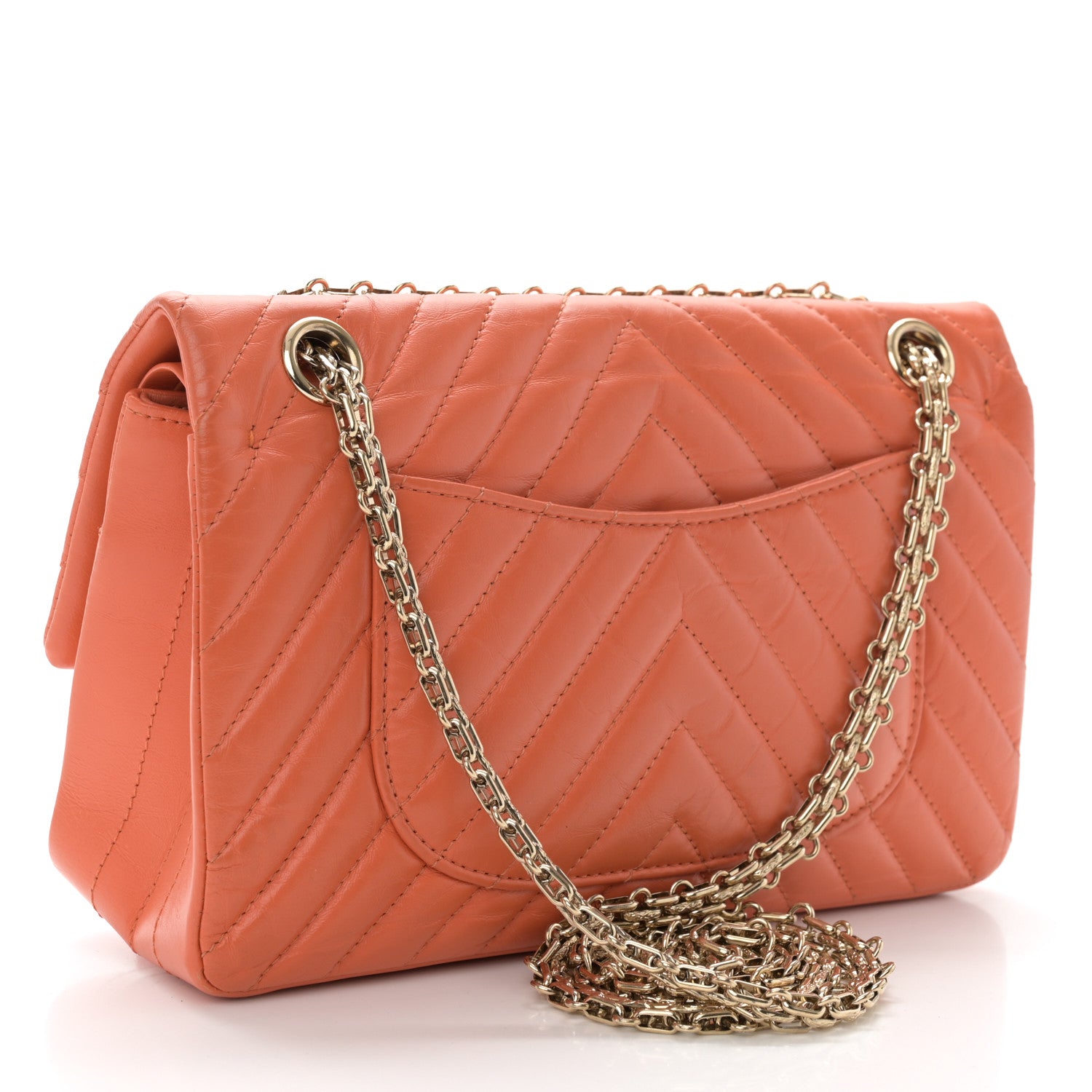 Chanel Calfskin Chevron Quilted 2.55 Reissue 225 Flap Orange 3 of 10