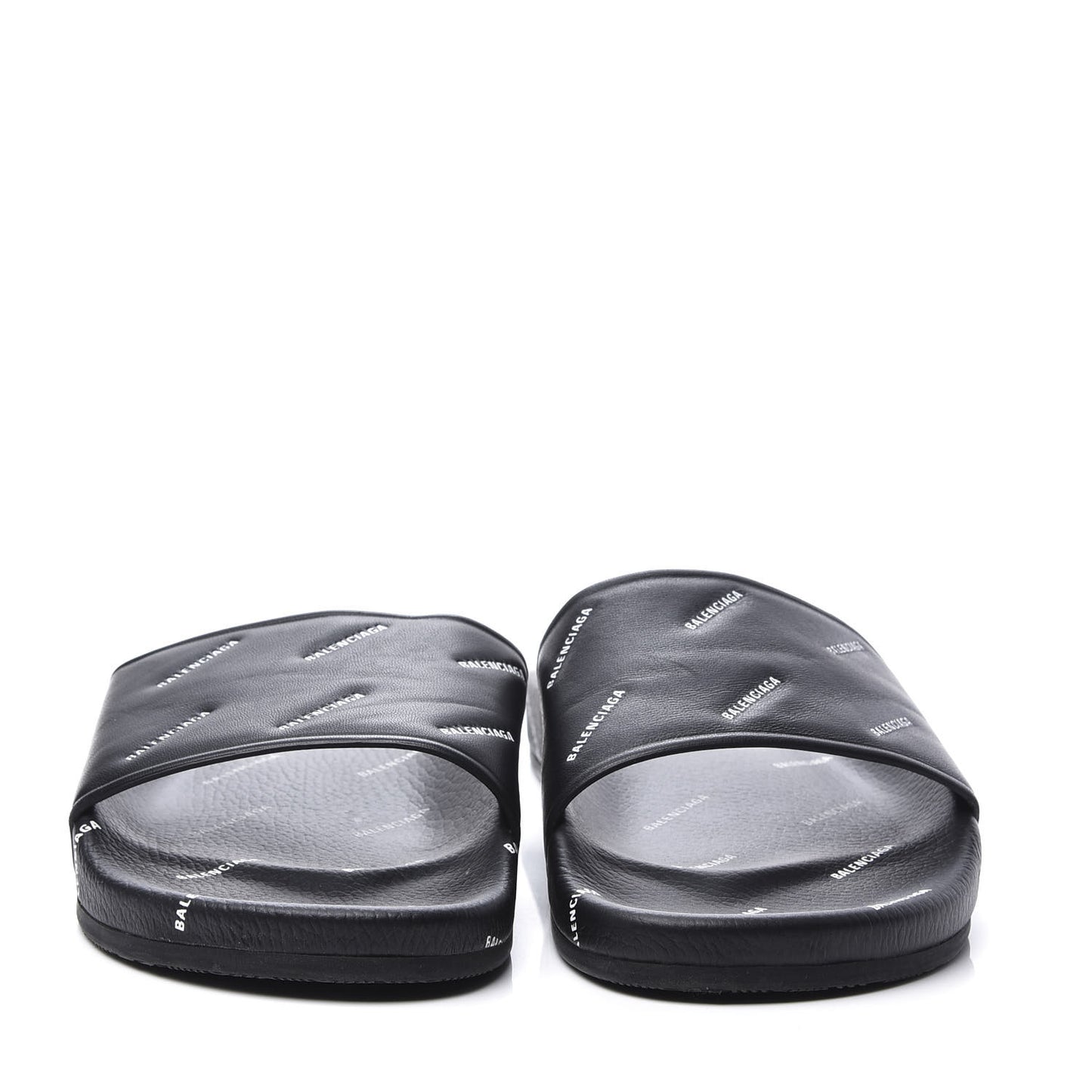 Nappa Allover Logo Embossed Womens Pool Slide Sandals 41 Black White