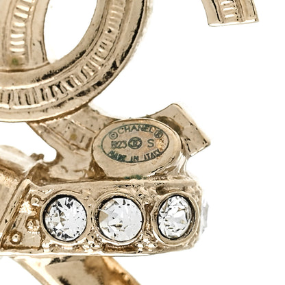Chanel Crystal CC Bow Pearl Drop Earrings Gold Pearly White 4 of 4