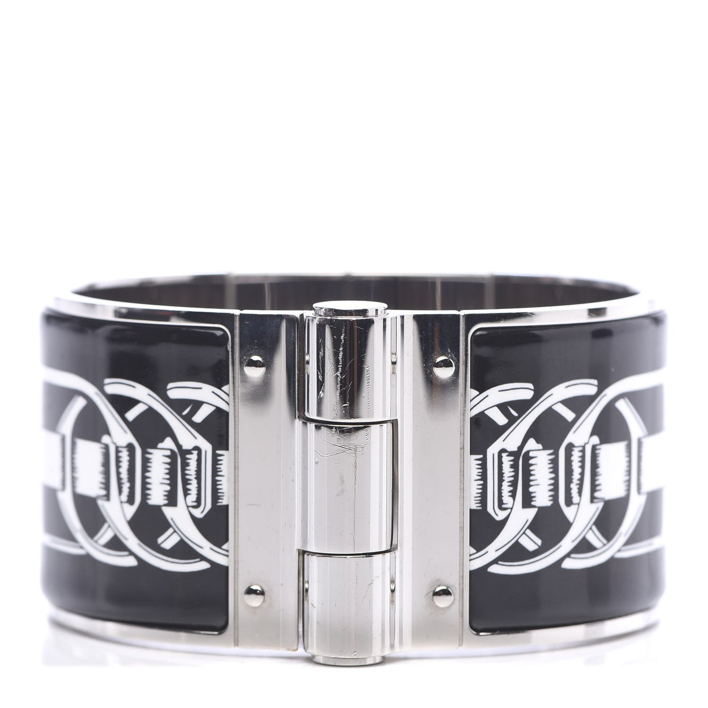 Enamel Printed Extra Wide Balades Equestres Hinged Bracelet S Positif Negatif