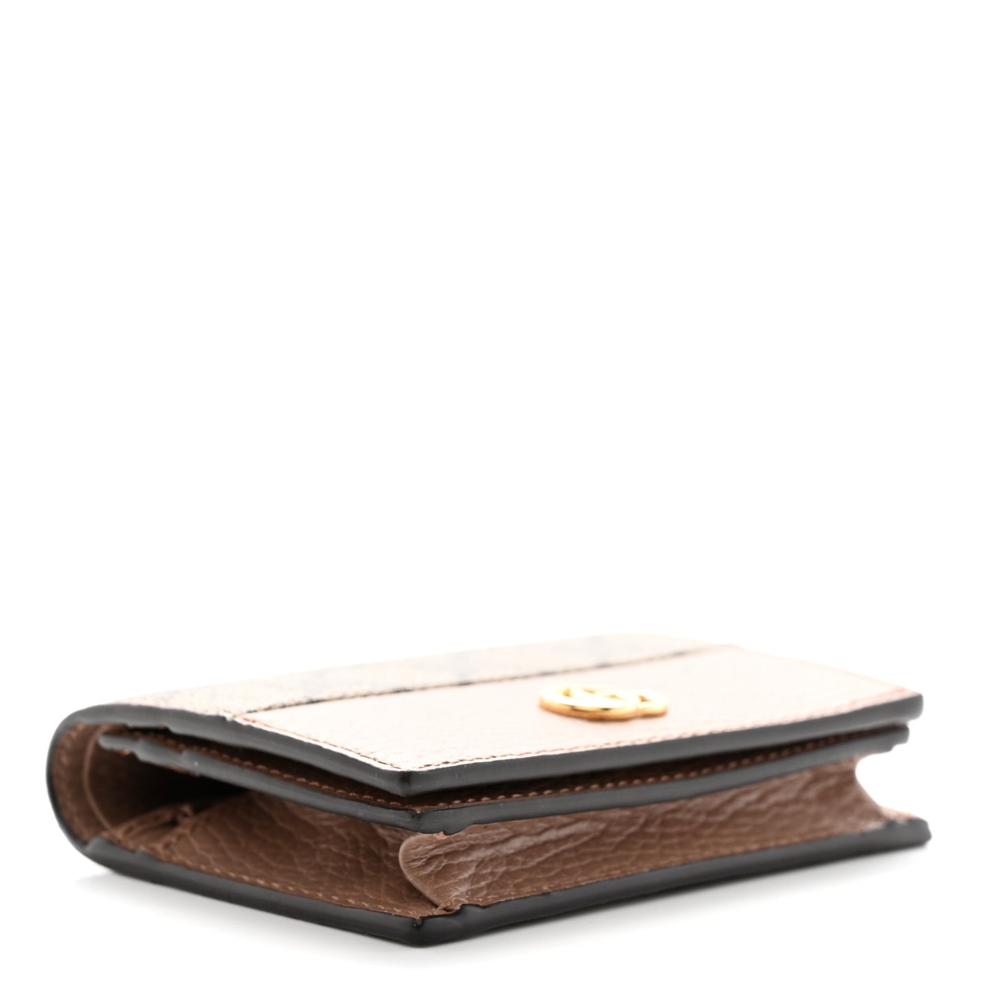Dollar Calfskin GG Supreme Monogram GG Marmont Card Case Porcelain Rose Beige Ebony