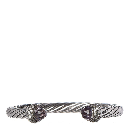 David Yurman Sterling Silver Diamond Amethyst 7mm Moonlight Ice Bracelet 1 of 3