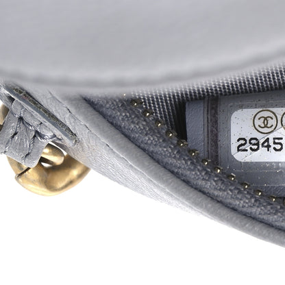 Chanel Lambskin Quilted Chanel 19 Round Clutch With Chain Grey 7 of 10