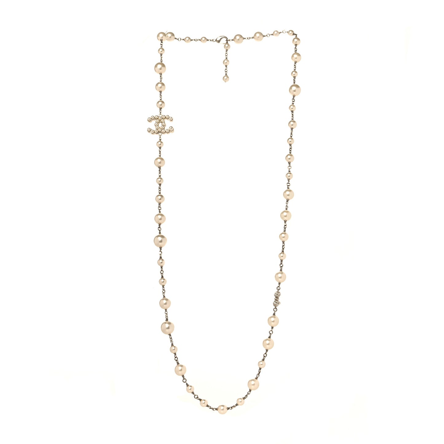 Pearl CC Long Necklace Gold