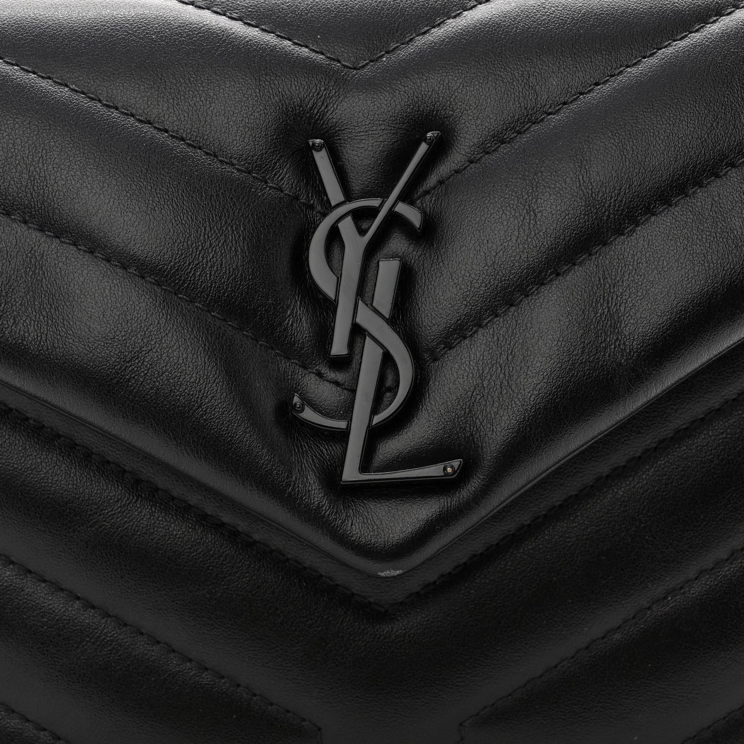 Calfskin Y Quilted Monogram Monochrome Small Loulou Chain Satchel Black