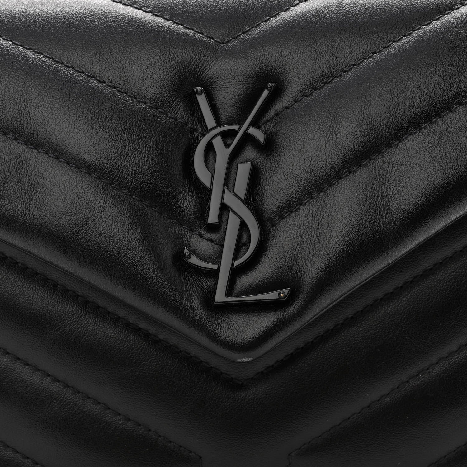 Saint Laurent Calfskin Y Quilted Monogram Monochrome Small Loulou Chain Satchel Black 8 of 10