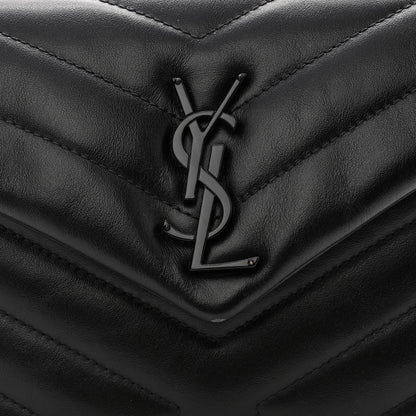 Saint Laurent Calfskin Y Quilted Monogram Monochrome Small Loulou Chain Satchel Black 8 of 10
