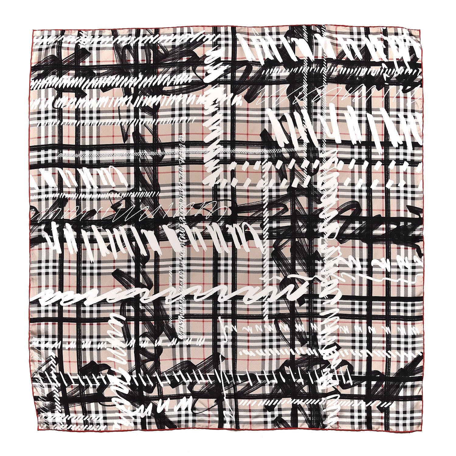 Burberry Silk Vintage Check Scribble Print Scarf Stone 1 of 4
