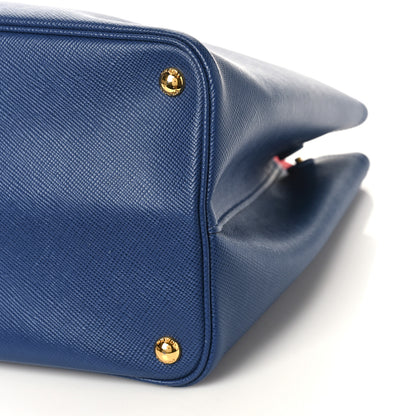 Prada Saffiano Cuir Large Double Bag Bleuette 8 of 9