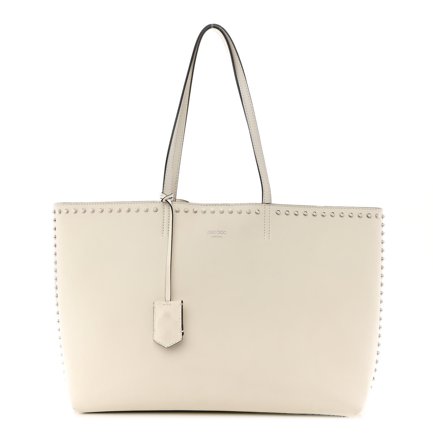 Jimmy Choo Smooth Calfskin Studded Pearl Tote White 3 of 12