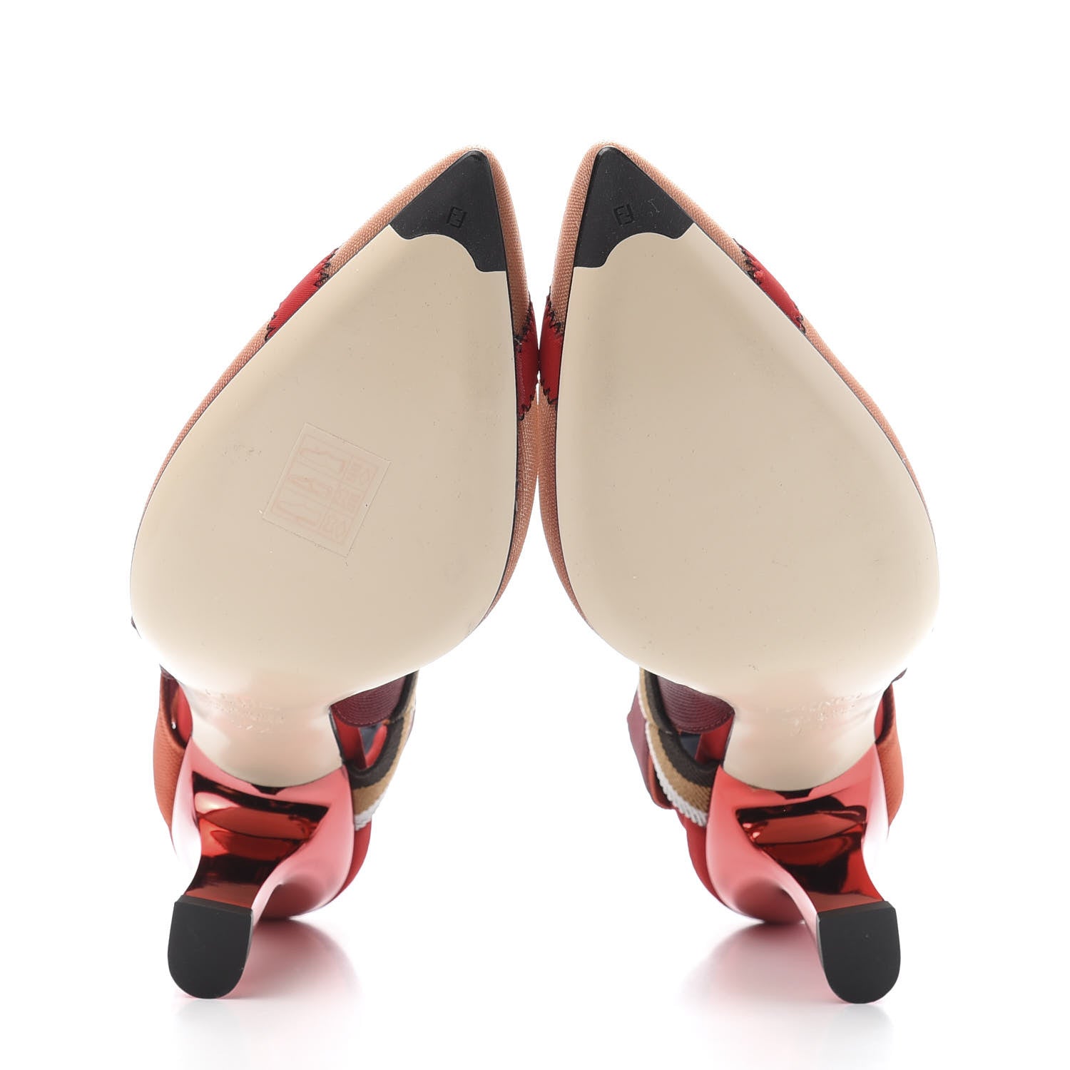Fendi Technical Mesh Colibri 85mm Slingback Pumps 37.5 Fragola Mou Fango Ruggine 6 of 9