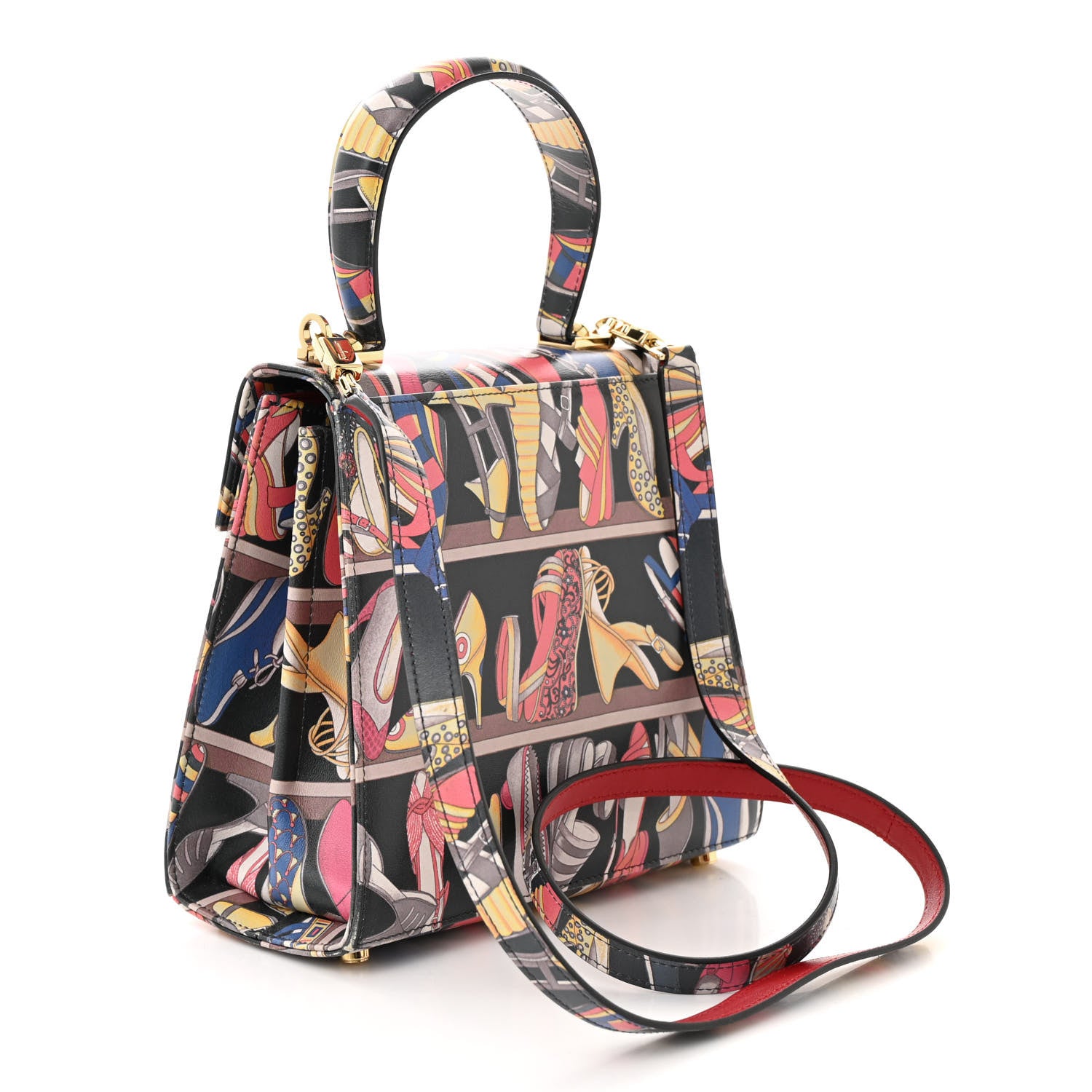 Salvatore Ferragamo Calfskin Printed Small Iconic Top Handle Bag Multicolor 3 of 10