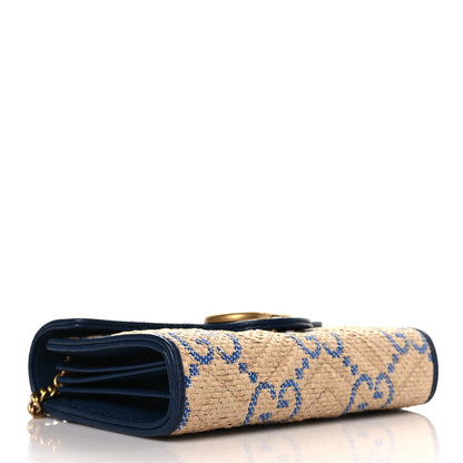 Gucci Raffia GG Monogram Matelasse GG Marmont Chain Wallet Mystic White Royale Natural 4 of 10