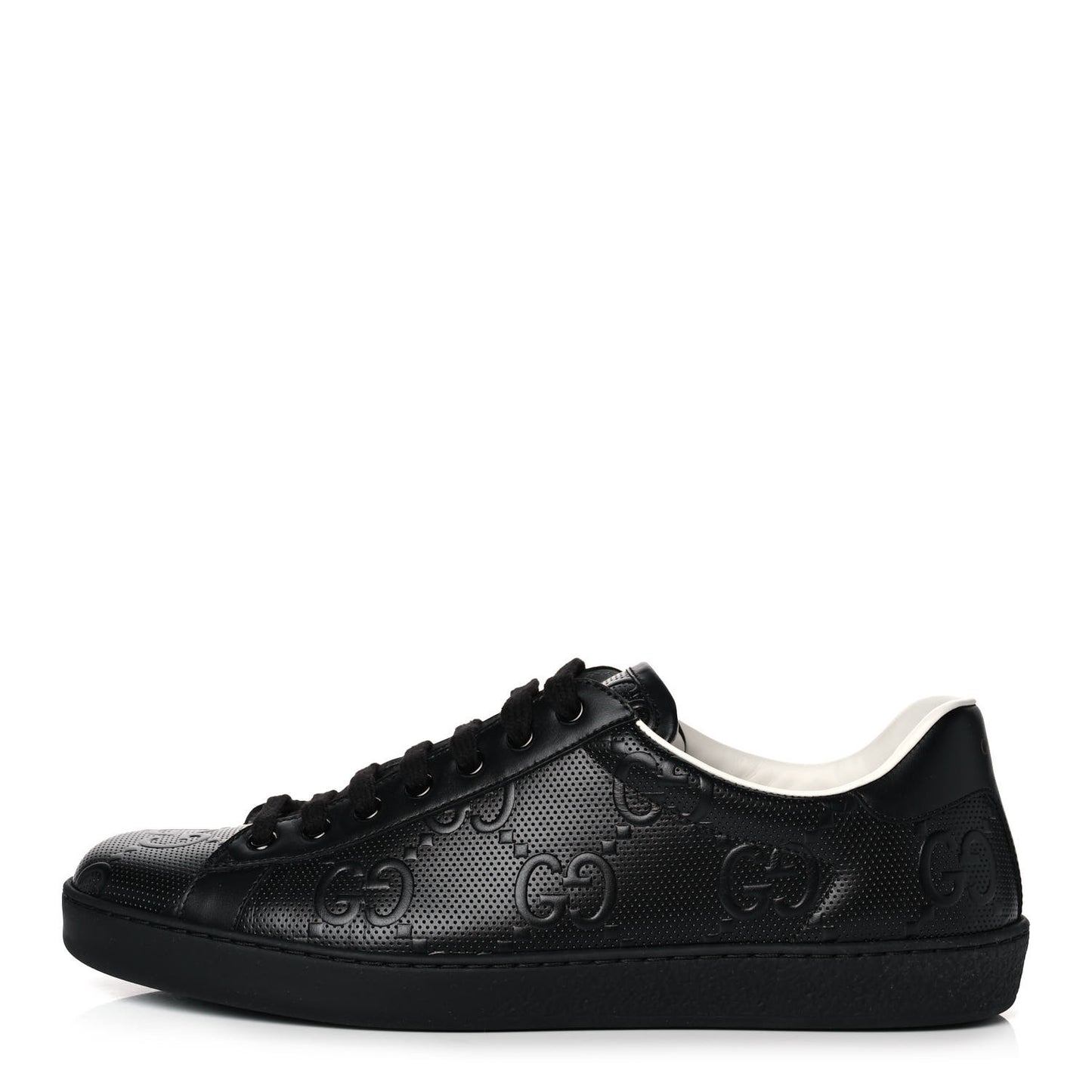 Calfskin GG Tennis Embossed Mens Ace Sneakers 9.5 Black