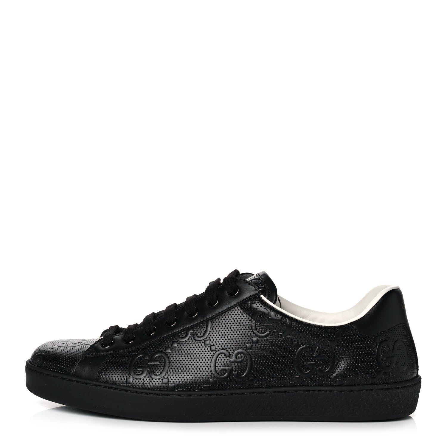 Gucci Calfskin GG Tennis Embossed Mens Ace Sneakers 9.5 Black 1 of 12