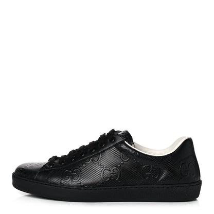 Gucci Calfskin GG Tennis Embossed Mens Ace Sneakers 9.5 Black 1 of 12