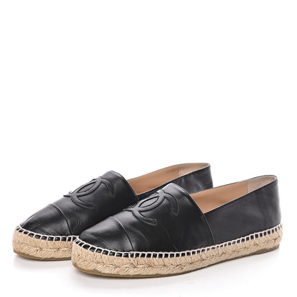 Chanel Lambskin CC Espadrilles 39 Black 3 of 9