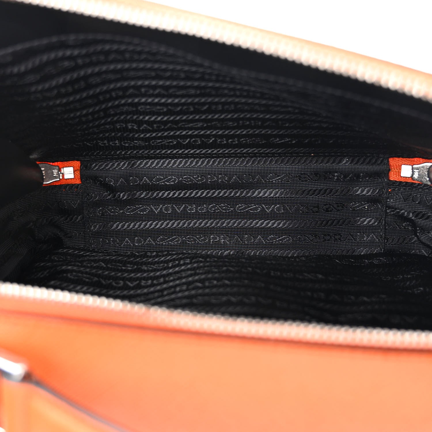 Prada Saffiano Travel Medium Brique Crossbody Bag Papaya 5 of 10