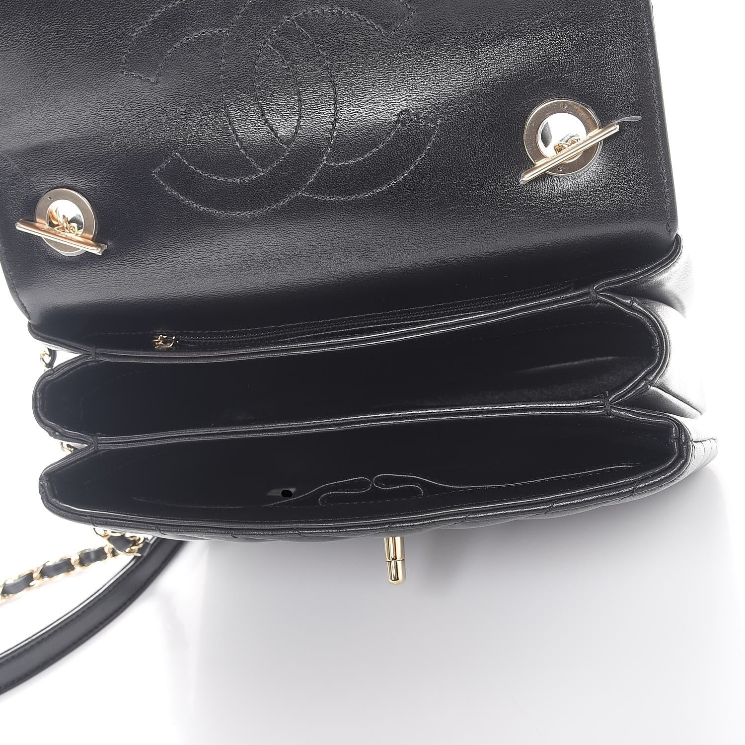 Chanel Lambskin Chevron Quilted Small Trendy CC Dual Handle Flap Bag Black 5 of 9