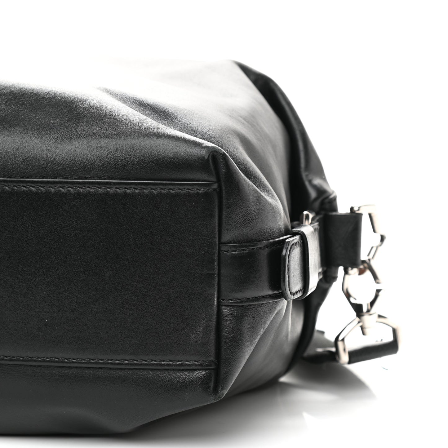 Waxed Calfskin Medium Nightingale Logo Strap Black