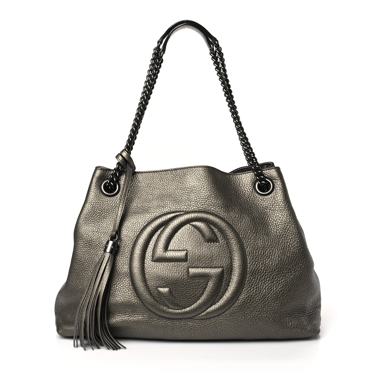 Metallic Pebbled Calfskin Medium Soho Chain Shoulder Bag Sasso