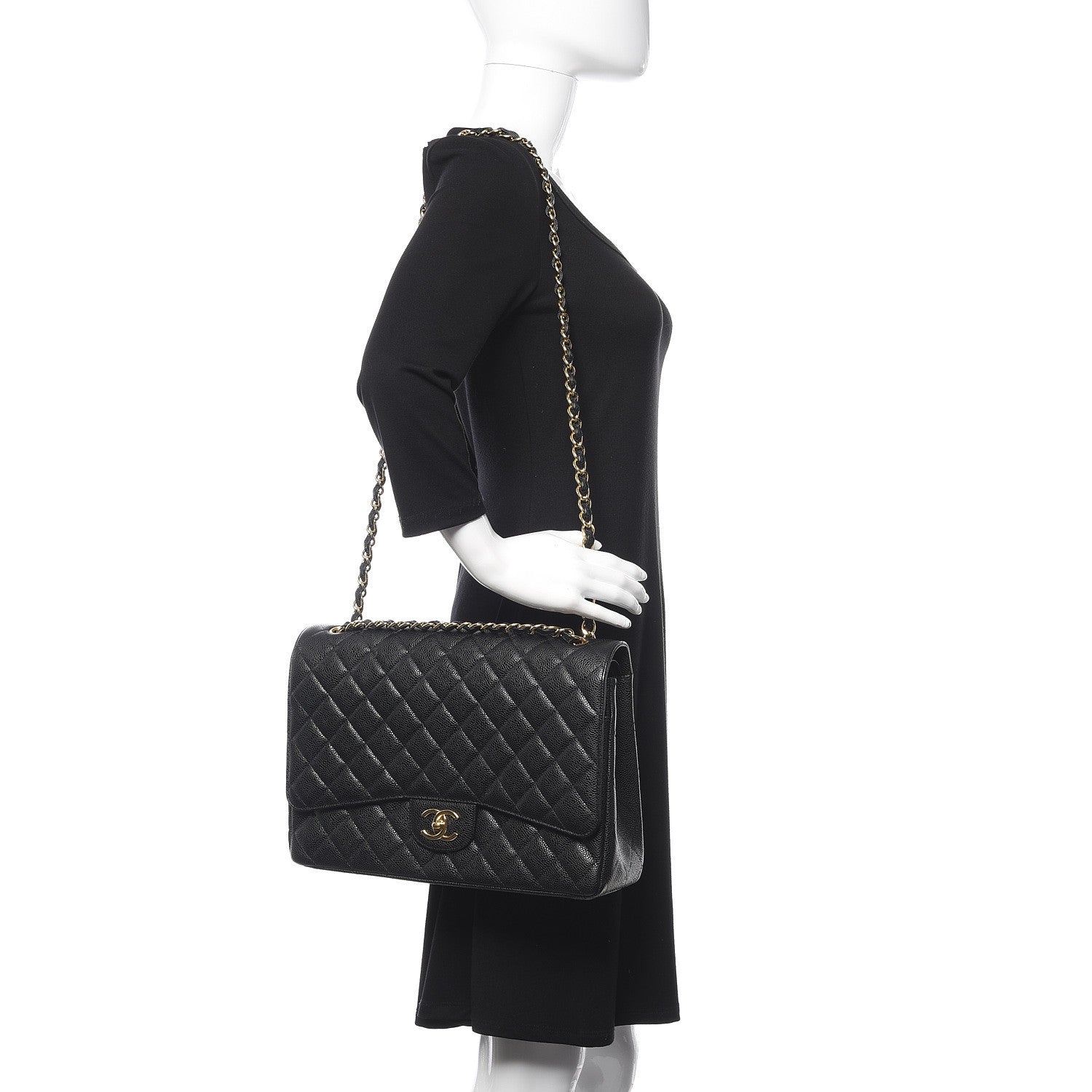 Chanel Caviar Quilted Maxi Double Flap Black 2 of 14
