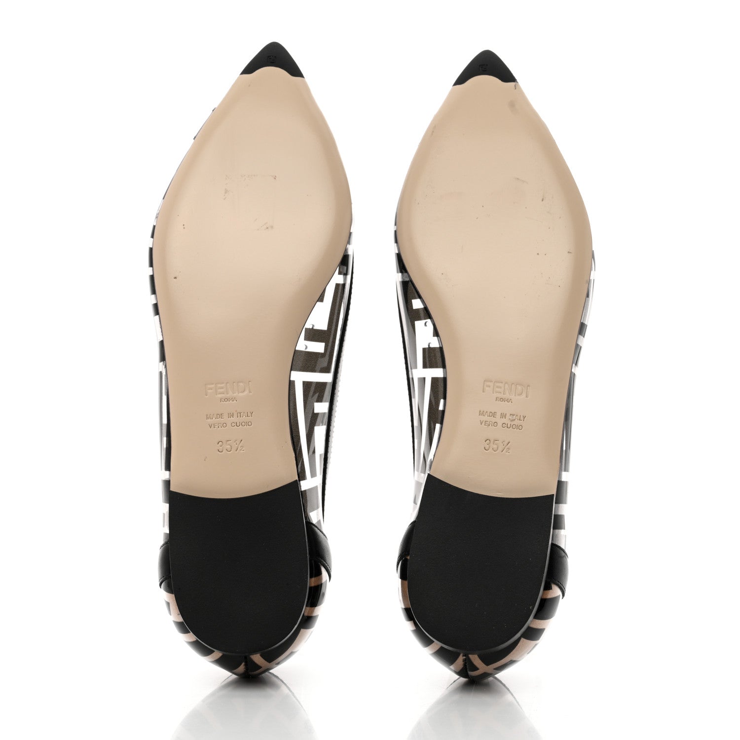 Fendi PVC Calfskin FF Colibri Ballerina Flats 36 Black 5 of 8