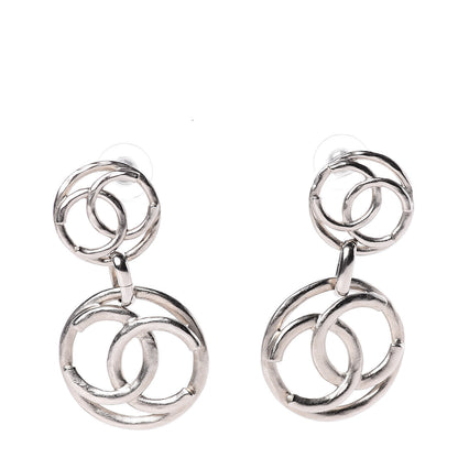 Chanel CC Hoop Drop Earrings Silver 1 of 5