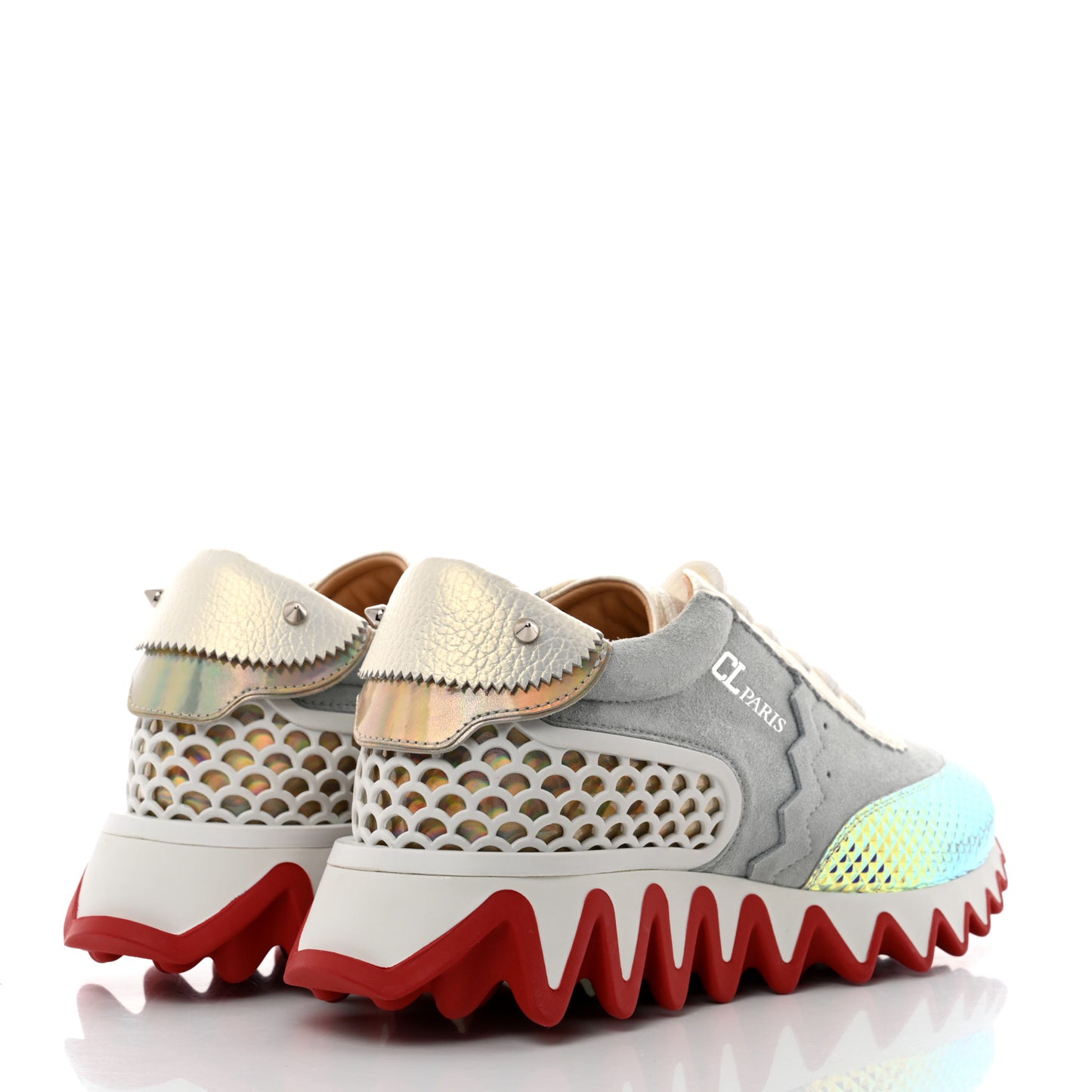 Calfskin Suede Patent Psychedelic Womens Loubishark Sneakers 35 Multicolor
