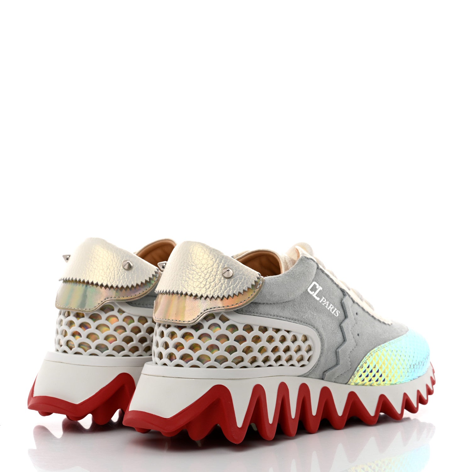 Christian Louboutin Calfskin Suede Patent Psychedelic Womens Loubishark Sneakers 35 Multicolor 4 of 8