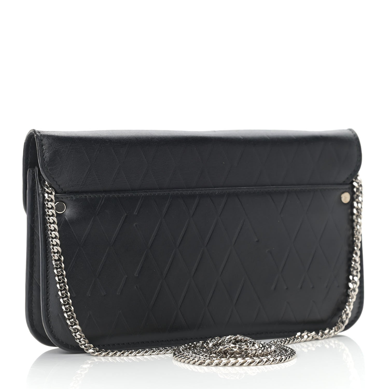 Proenza Schouler Calfskin Embossed Crosshatch PS11 Chain Wallet Black 3 of 12