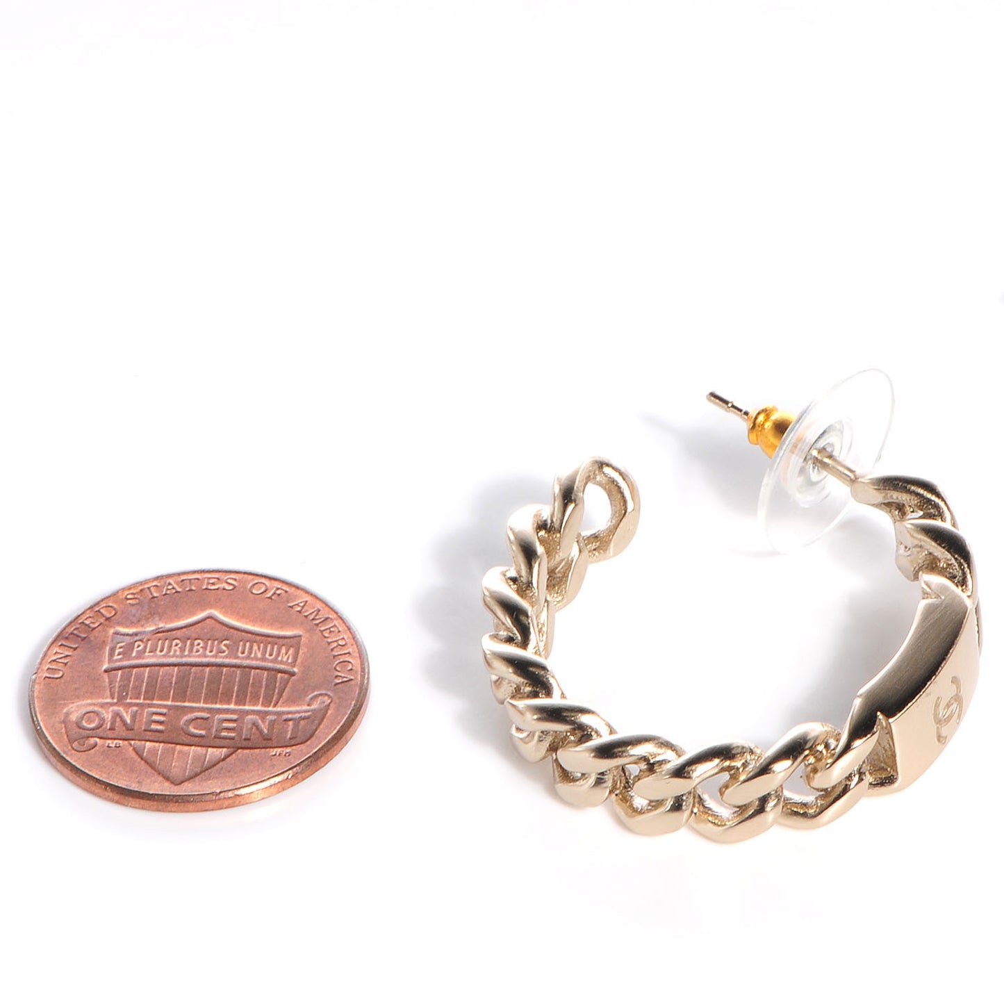 CC Chain Hoop Earrings Gold