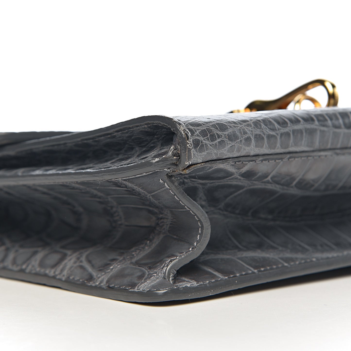 Alligator Small Macken Crossbody Bag Grey